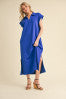 Solid Collared Midi Dress with Pockets
