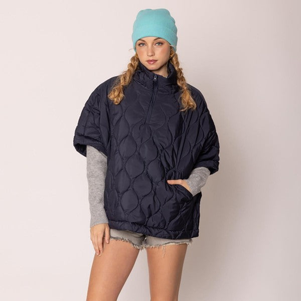 Quilted Poncho 1/4 ZIP