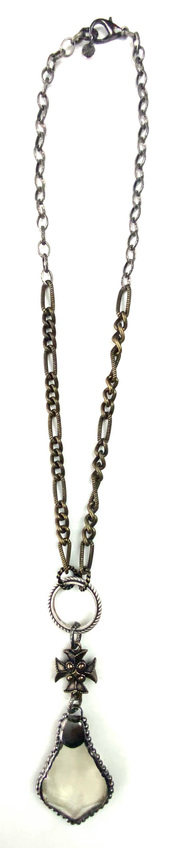 Mixed Fancy Chains, Ring French Cross/Edged Pendant Necklace