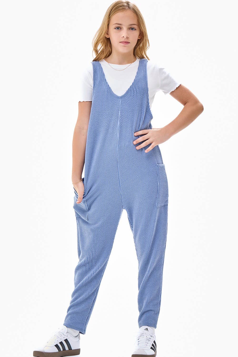 Good Girl - Embossed Rib Sleeveless Jumpsuit /Overall /Onesie