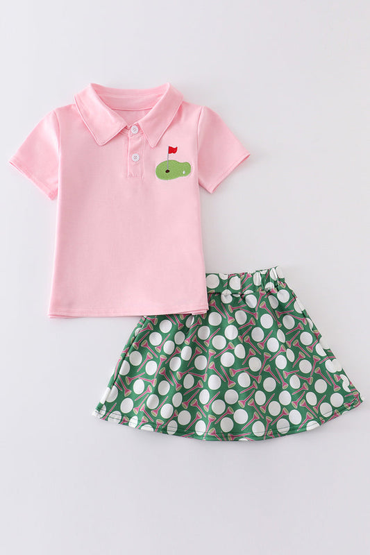 PINK GOLF EMBROIDERY GIRL SET