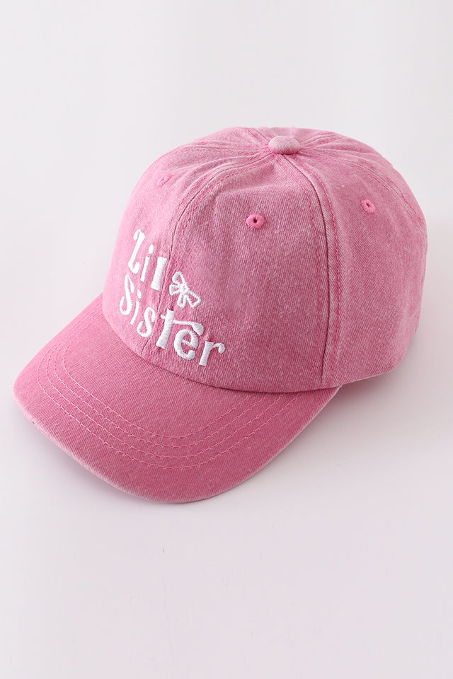 Pink Embroidery Little Sis/Big Sis Hat