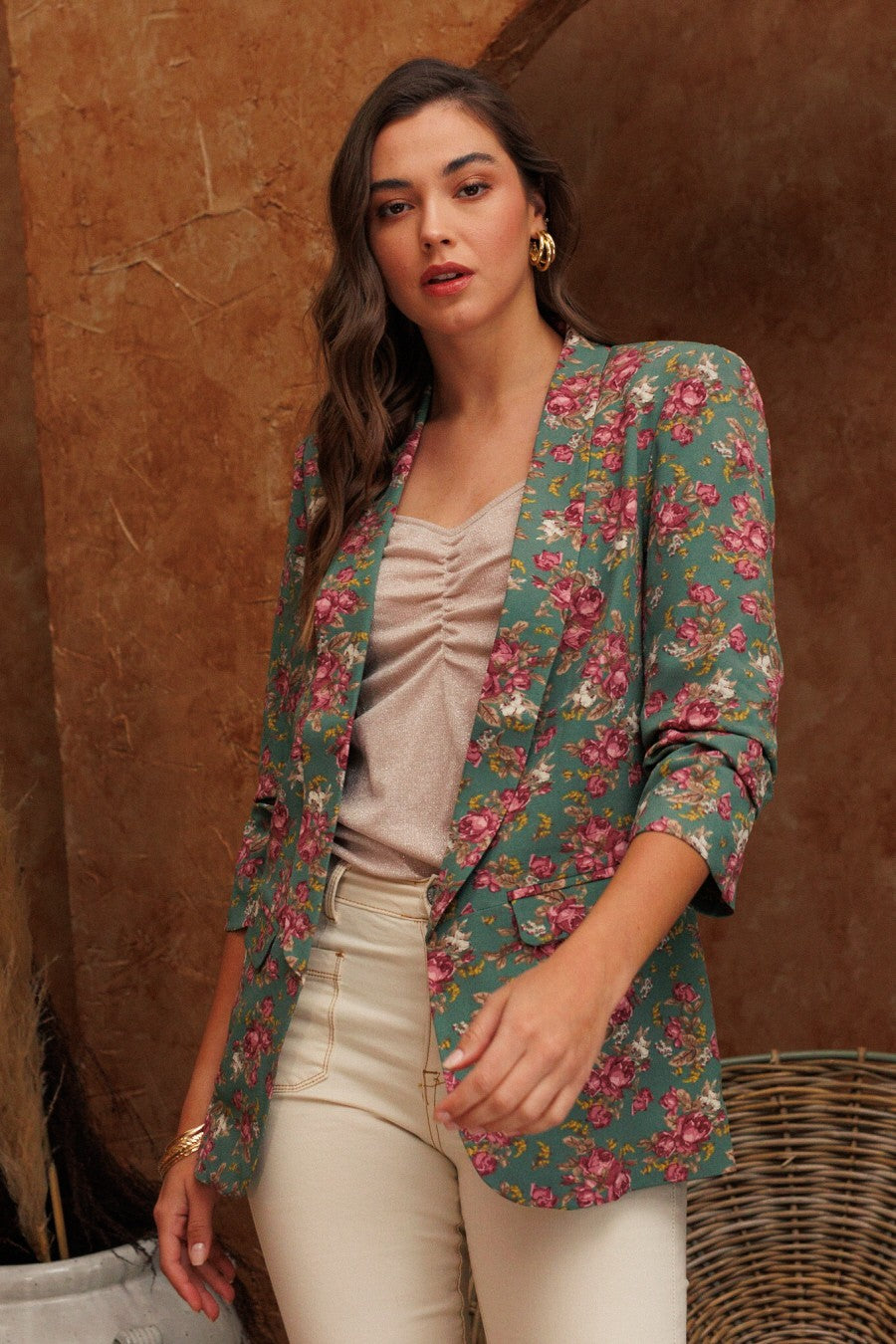 Dark Sage Floral Blazer