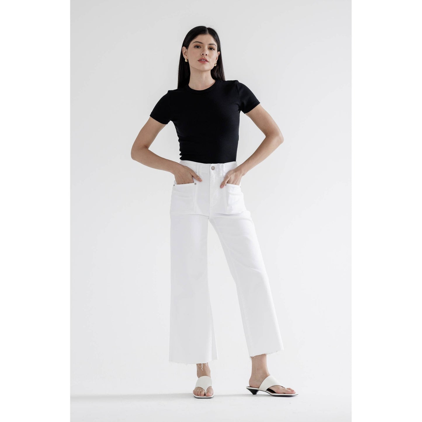 Mica Denim - Super High Rise Wide Leg, Pants - 61% Cotton