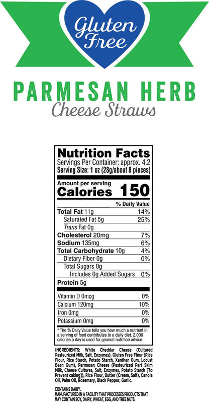 Mama Geraldine's - 4.2 oz.  Gluten Free Certified Parmesan Herb Cheese Straws