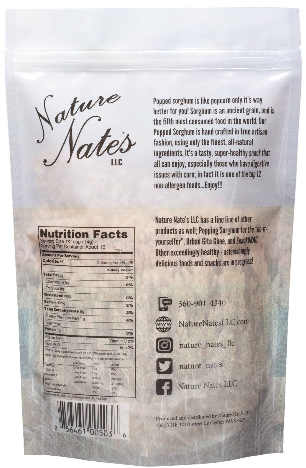 Nature Nate's LLC - Popped Sorghum Avocado Oil & Sea Salt