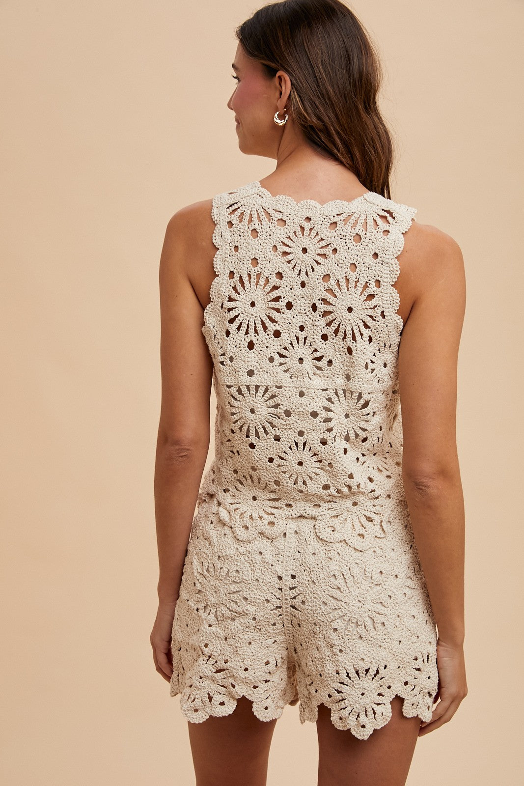 Crochet Top & Shorts w/Scallop Edge