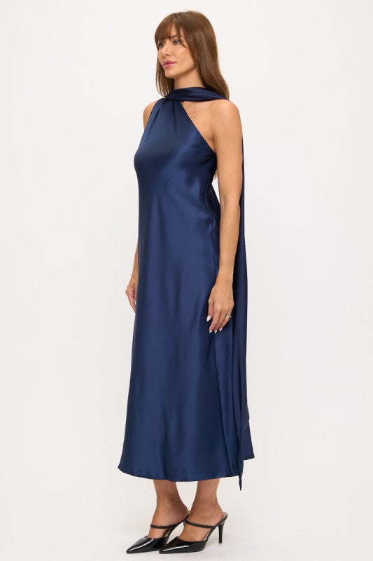 One Shoulder Satin Maxi Dress