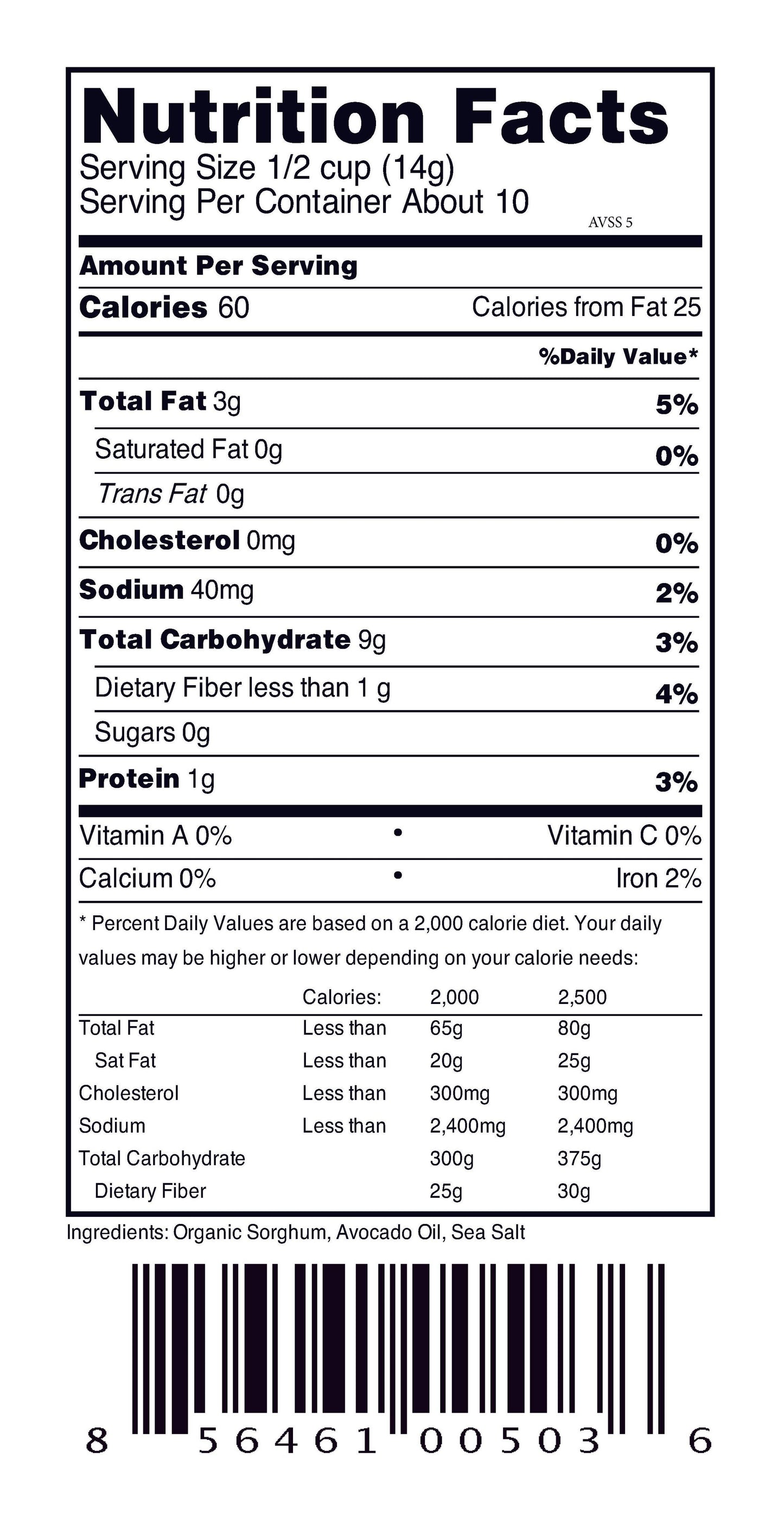 Nature Nate's LLC - Popped Sorghum Avocado Oil & Sea Salt