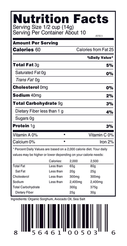 Nature Nate's LLC - Popped Sorghum Avocado Oil & Sea Salt