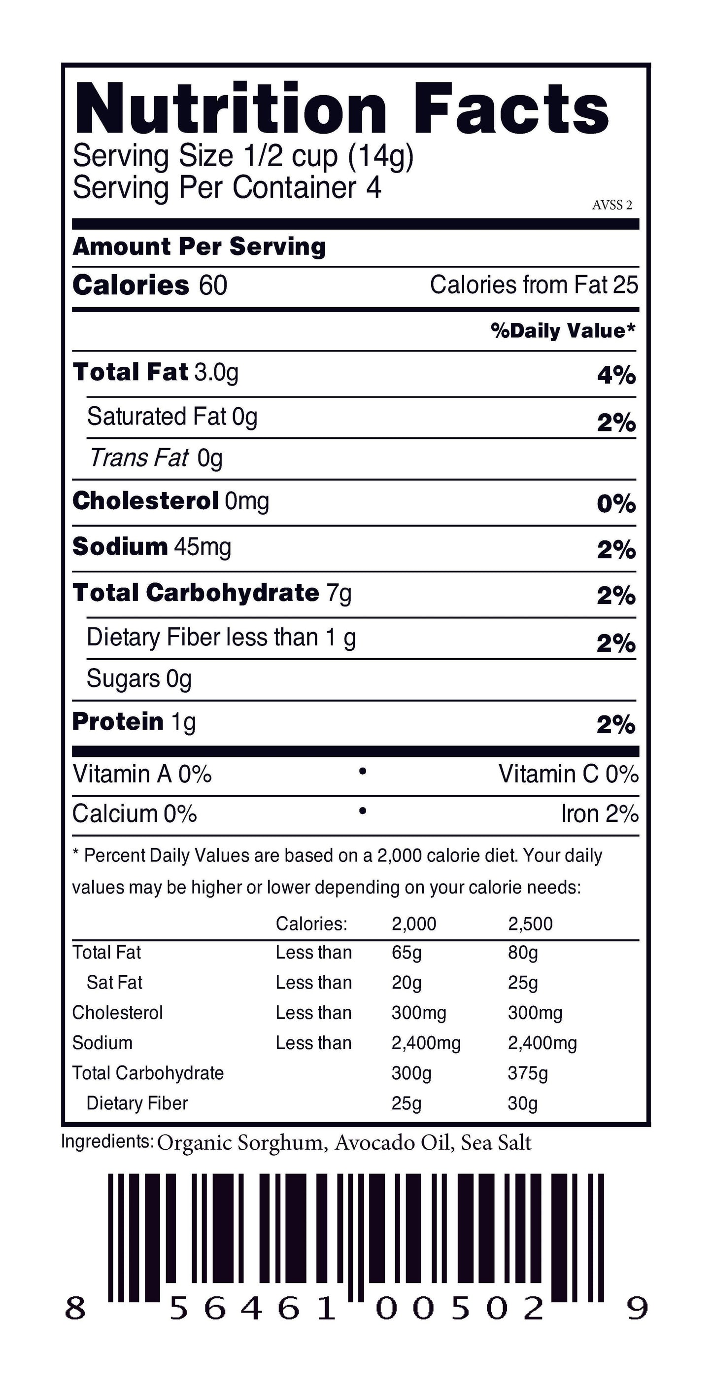 Nature Nate's LLC - Popped Sorghum Avocado Oil & Sea Salt