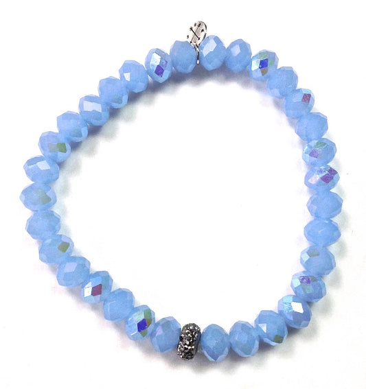 8XB21 BR-8mm Faceted Glass Stretch/Periwinkle