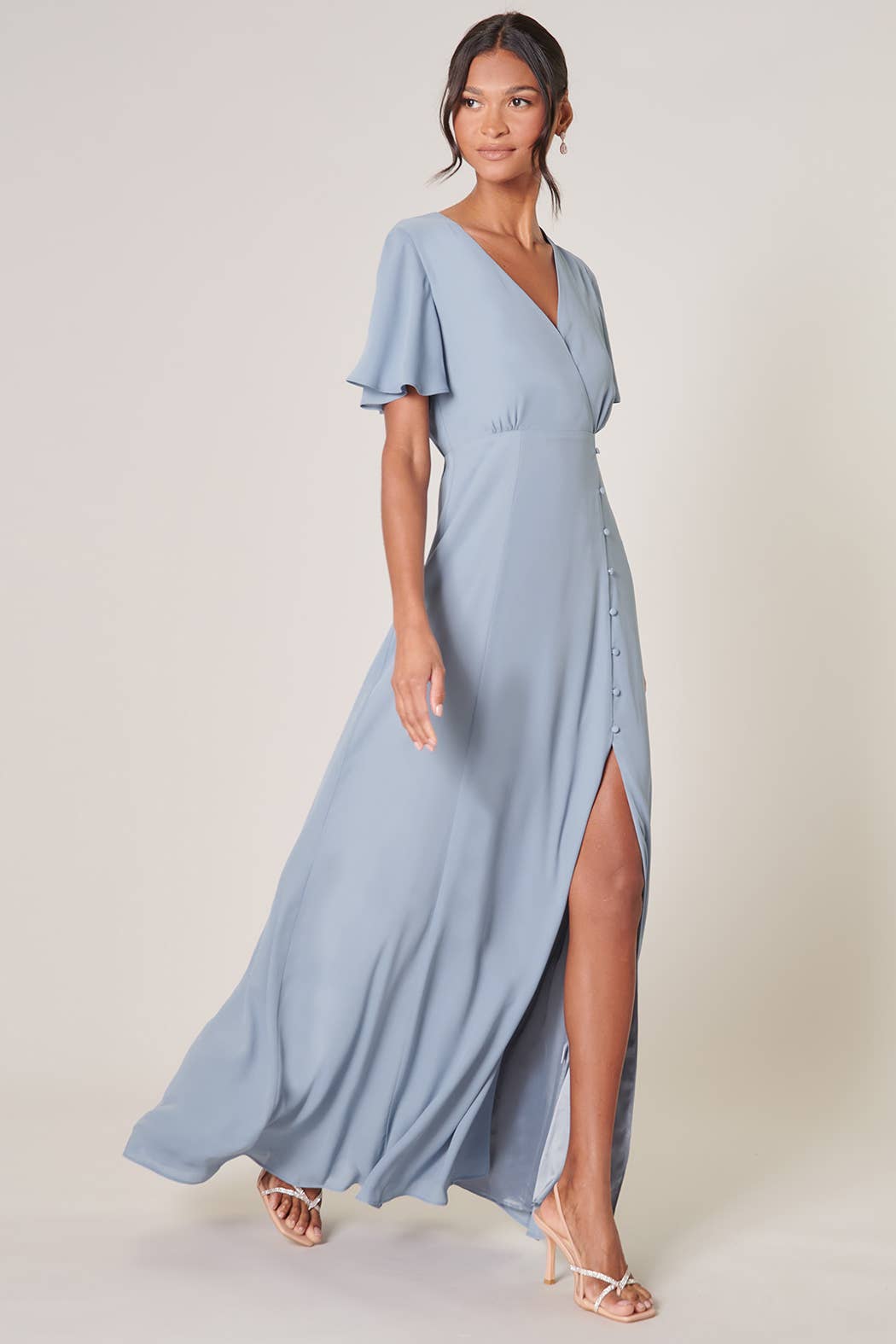 Everlasting Surplice Flutter Sleeve Maxi Dress