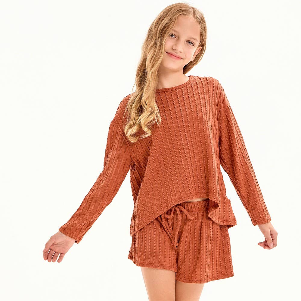 Good Girl - Embossed Knit Top and Skort Set