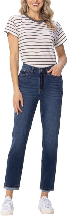 Judy Blue Cool Denim Cuffed Boyfriend Jeans