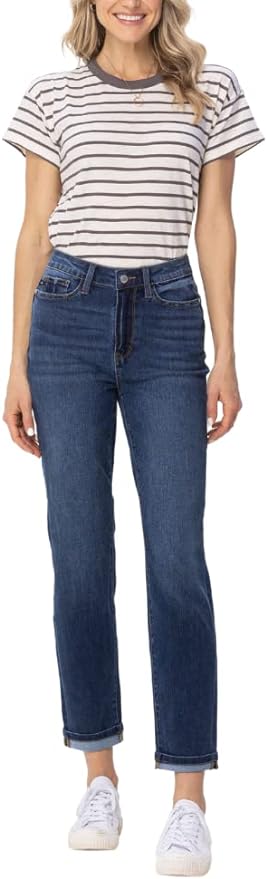 Judy Blue Cool Denim Cuffed Boyfriend Jeans