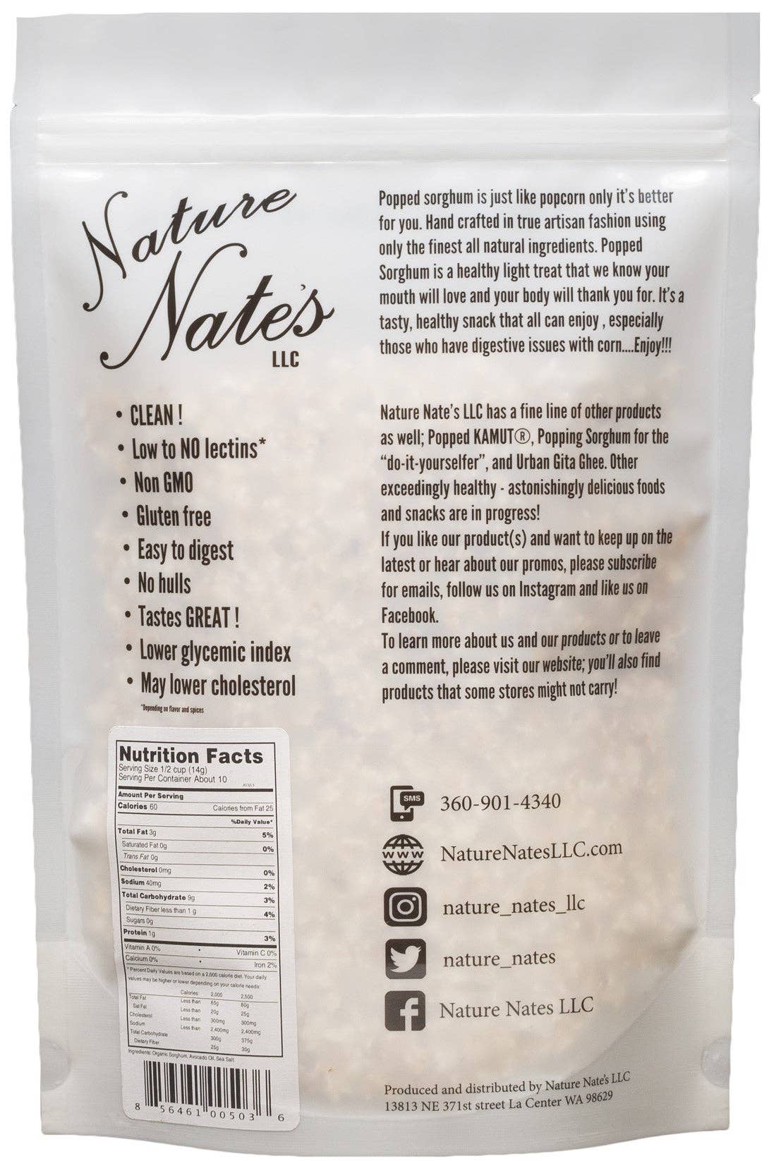 Nature Nate's LLC - Snack-ORAC Black Popped Sorghum Avocado Oil & Pink Himalayan