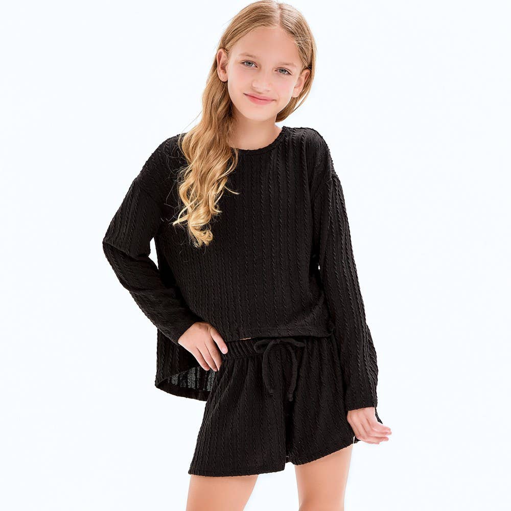 Good Girl - Embossed Knit Top and Skort Set