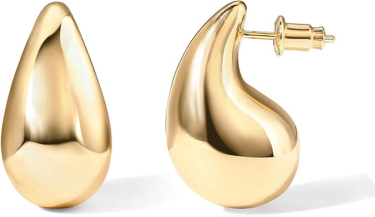 Gold Teardrop Stud .75 Earring