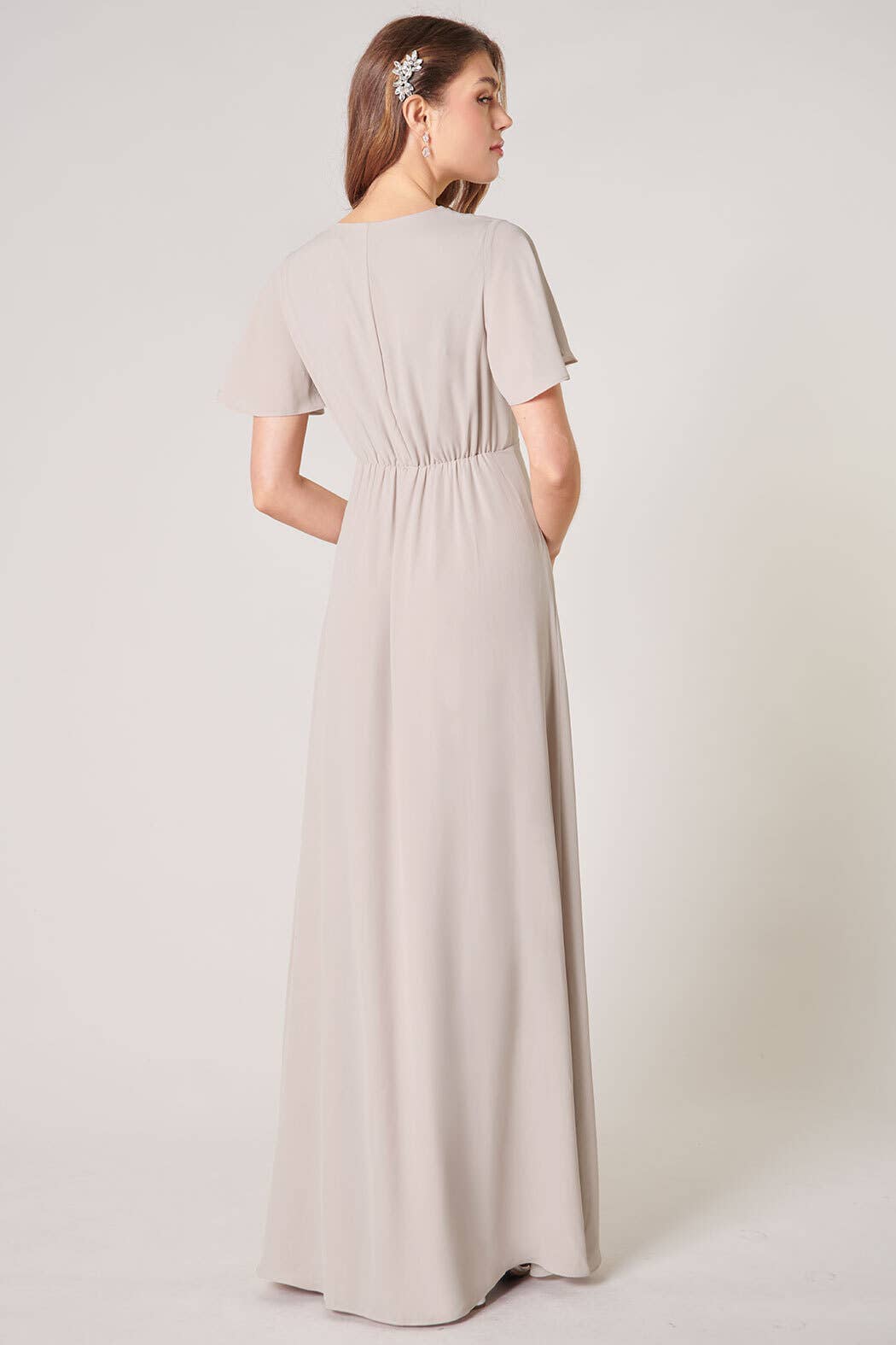 Everlasting Surplice Flutter Sleeve Maxi Dress