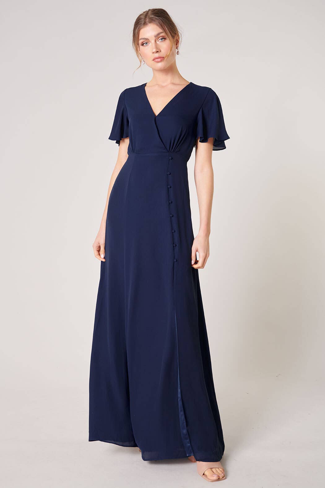 Everlasting Surplice Flutter Sleeve Maxi Dress