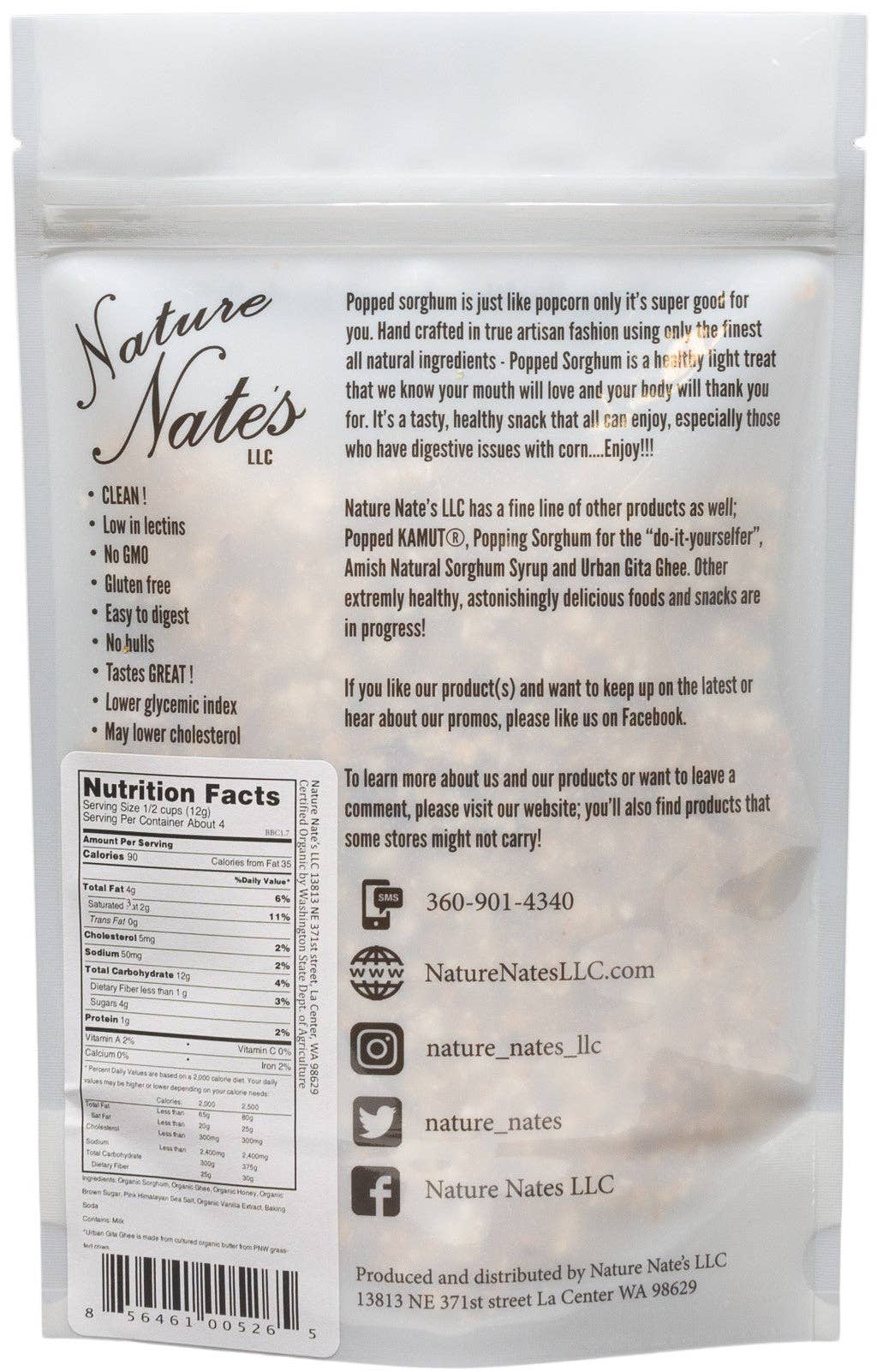 Nature Nate's LLC - Organic Popped Sorghum Brown Butter Caramel