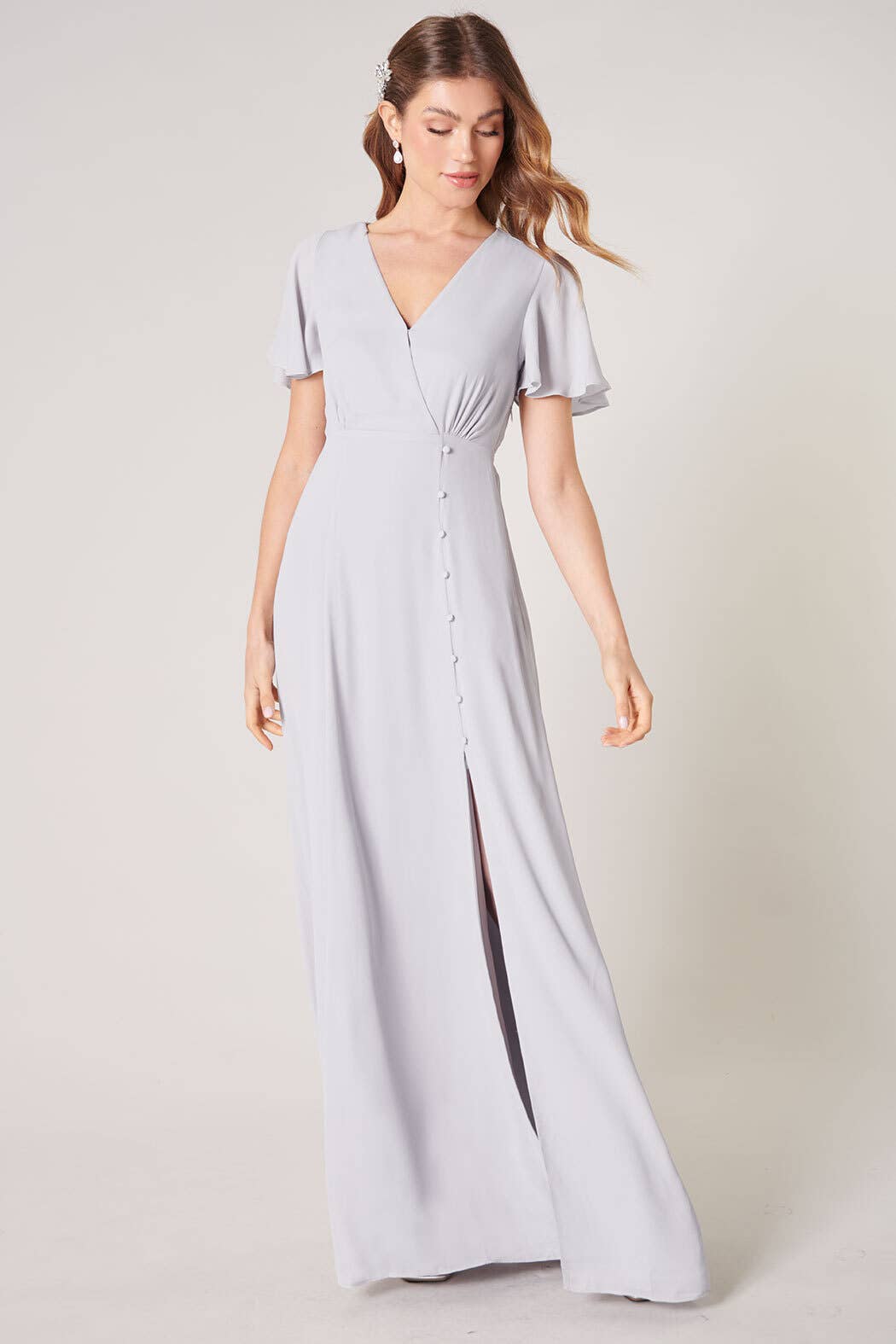 Everlasting Surplice Flutter Sleeve Maxi Dress