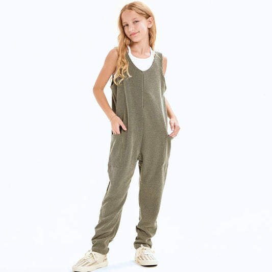 Good Girl - Embossed Rib Sleeveless Jumpsuit /Overall /Onesie