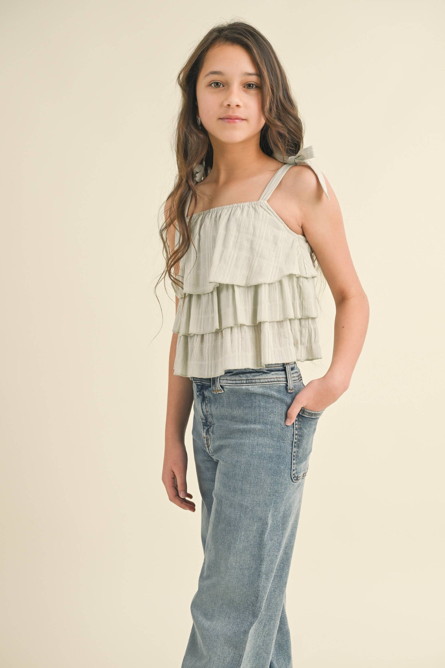 TWEEN KIDS GIRLS WIDE LEG DENIM PANTS (7-14)