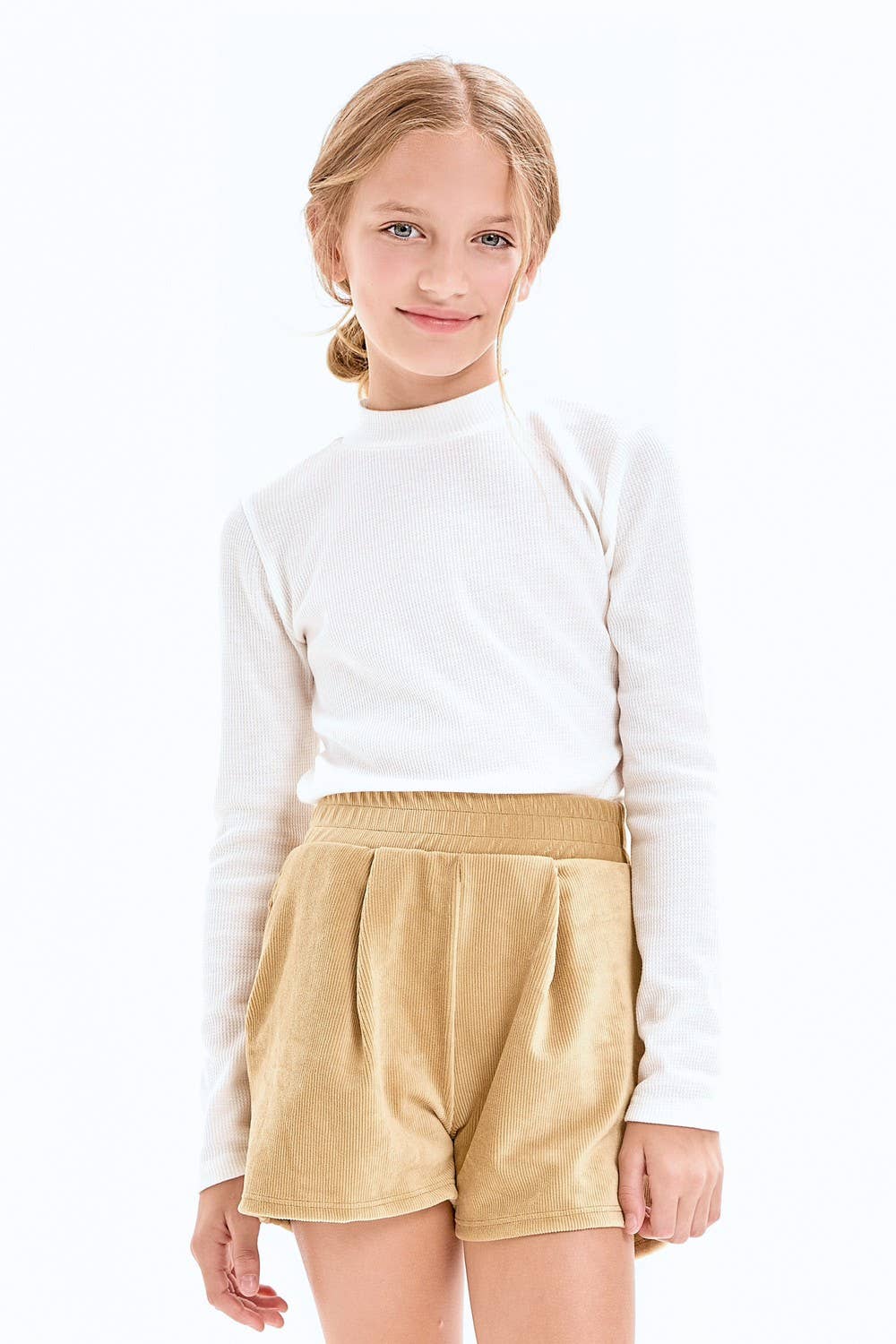 Tween Thermal Knit Mock Neck Basic Top