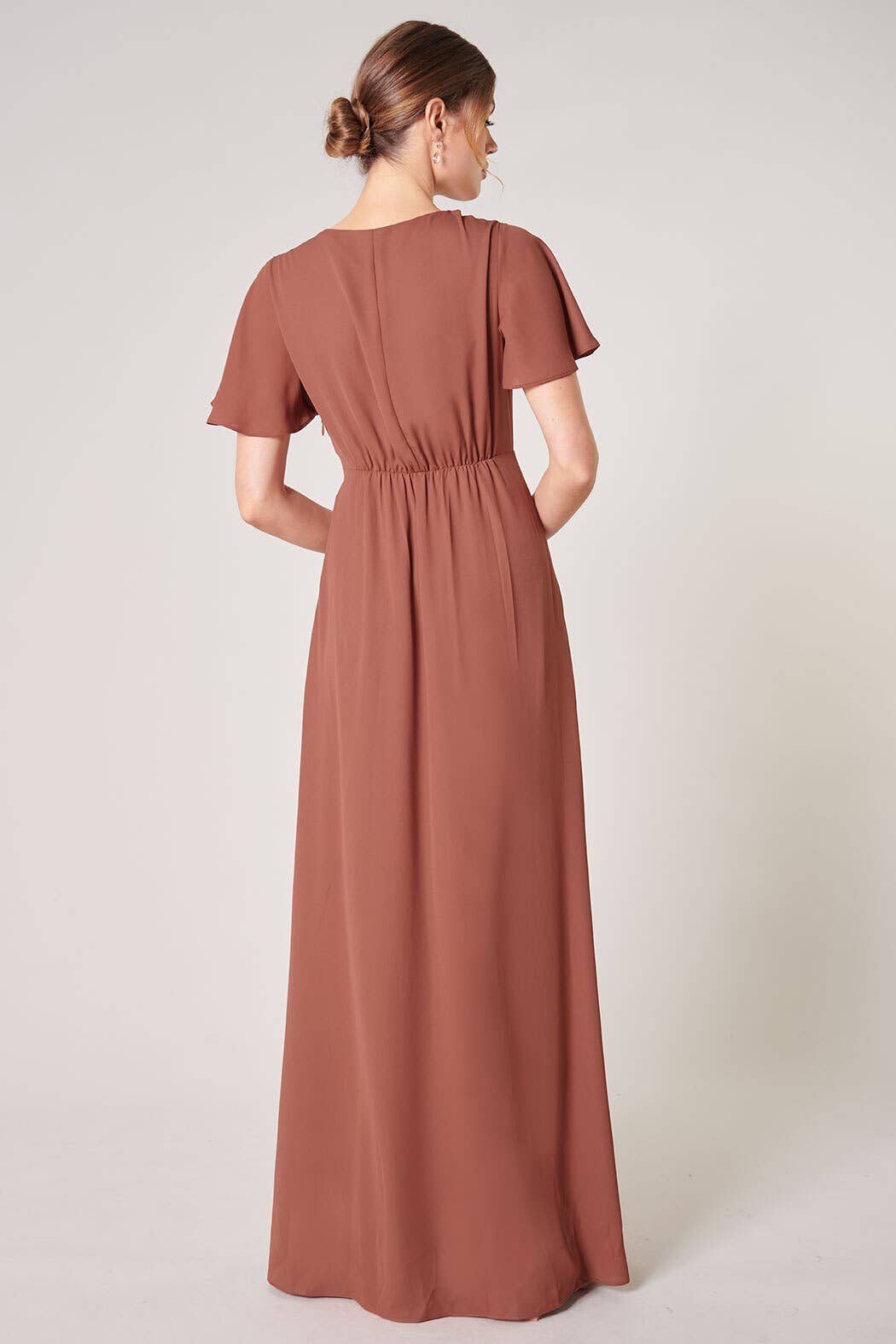 Everlasting Surplice Flutter Sleeve Maxi Dress