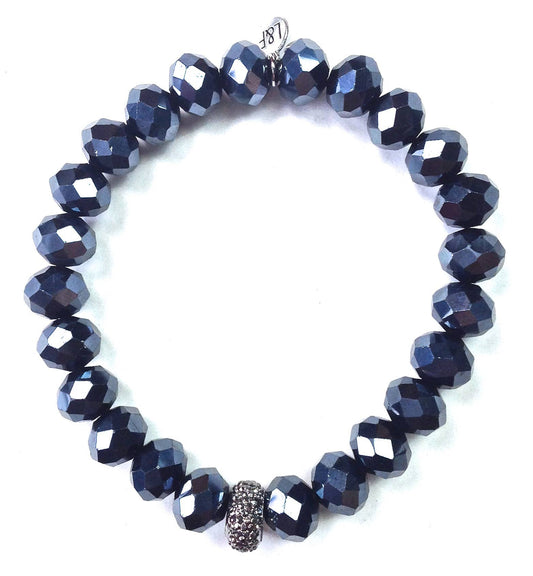 10XB04 BR-10mm Faceted Glass Stretch/Indigo