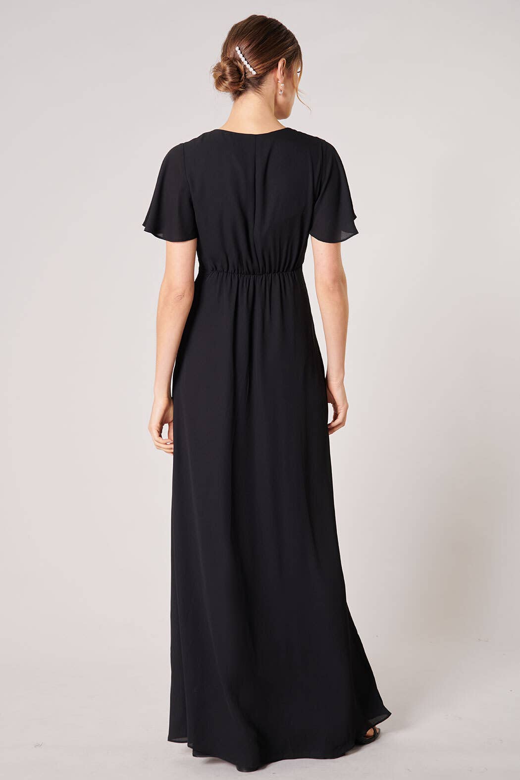 Everlasting Surplice Flutter Sleeve Maxi Dress