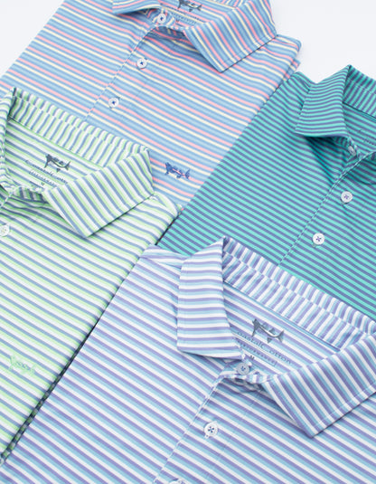 Aqua Stripe Performance Polo