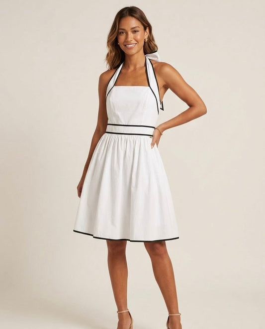 White Dress w/Black Contrast Trim