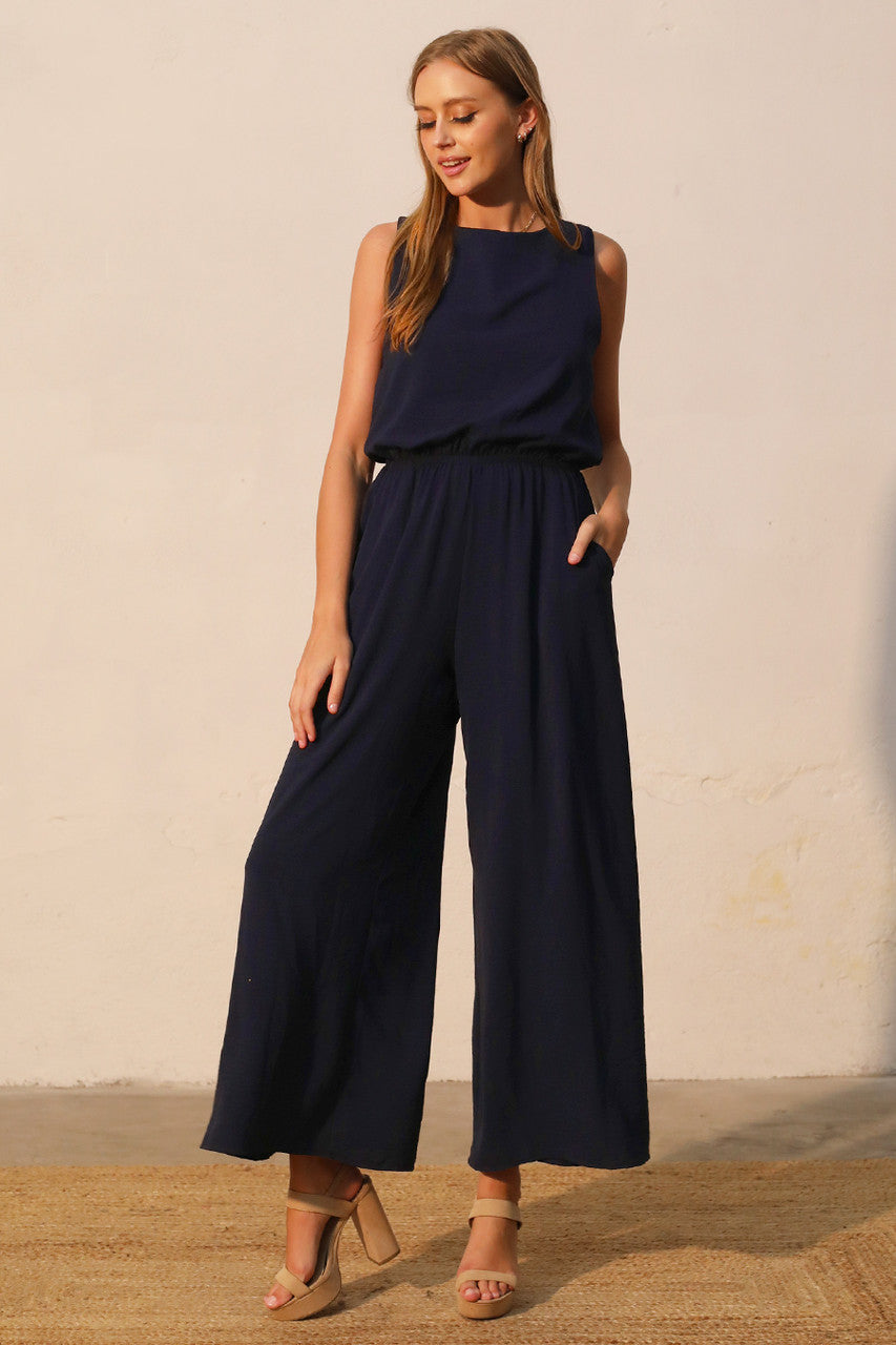 Matte Crepe Sleeveless Bubble Jumpsuit