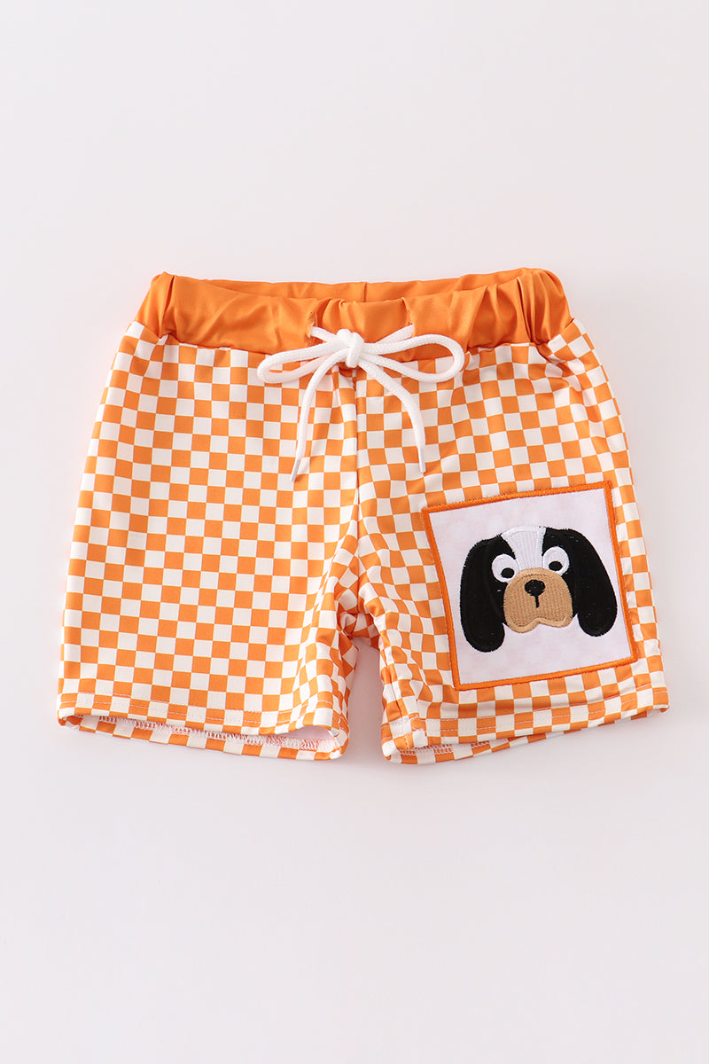 Tennessee Embroidery Plaid Swim Trunk