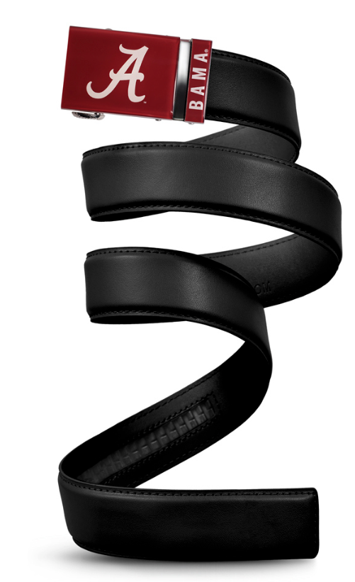 Alabama Crimson Tide 40mm Buckle, Black 1.5" Leather, XL