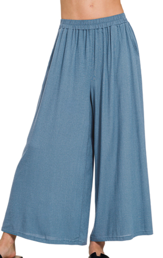 WOVEN ELASTIC BAND PANTS WITH POCKET