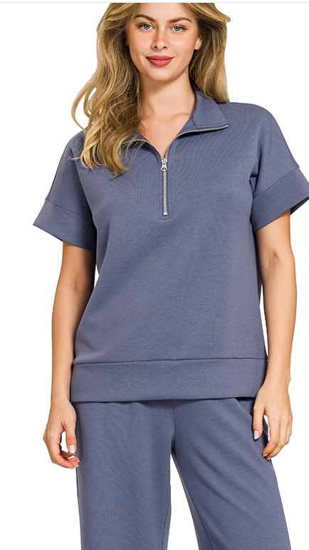SCUBA HIGH NECK HALF ZIP TOP & PANTS SET