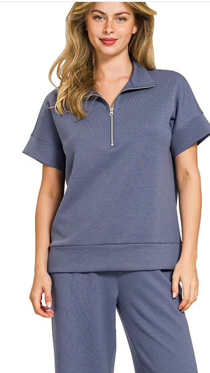 SCUBA HIGH NECK HALF ZIP TOP & PANTS SET