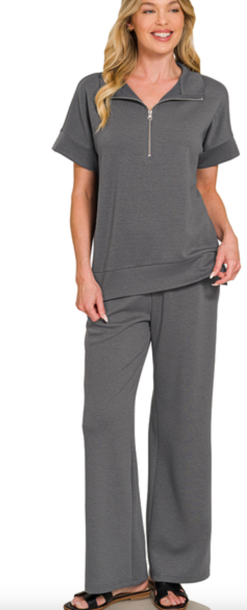 SCUBA HIGH NECK HALF ZIP TOP & PANTS SET