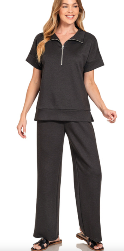 SCUBA HIGH NECK HALF ZIP TOP & PANTS SET
