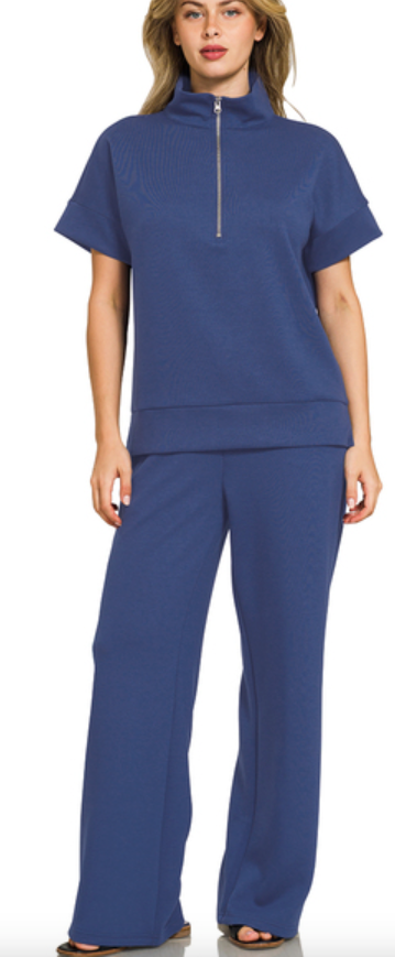 SCUBA HIGH NECK HALF ZIP TOP & PANTS SET