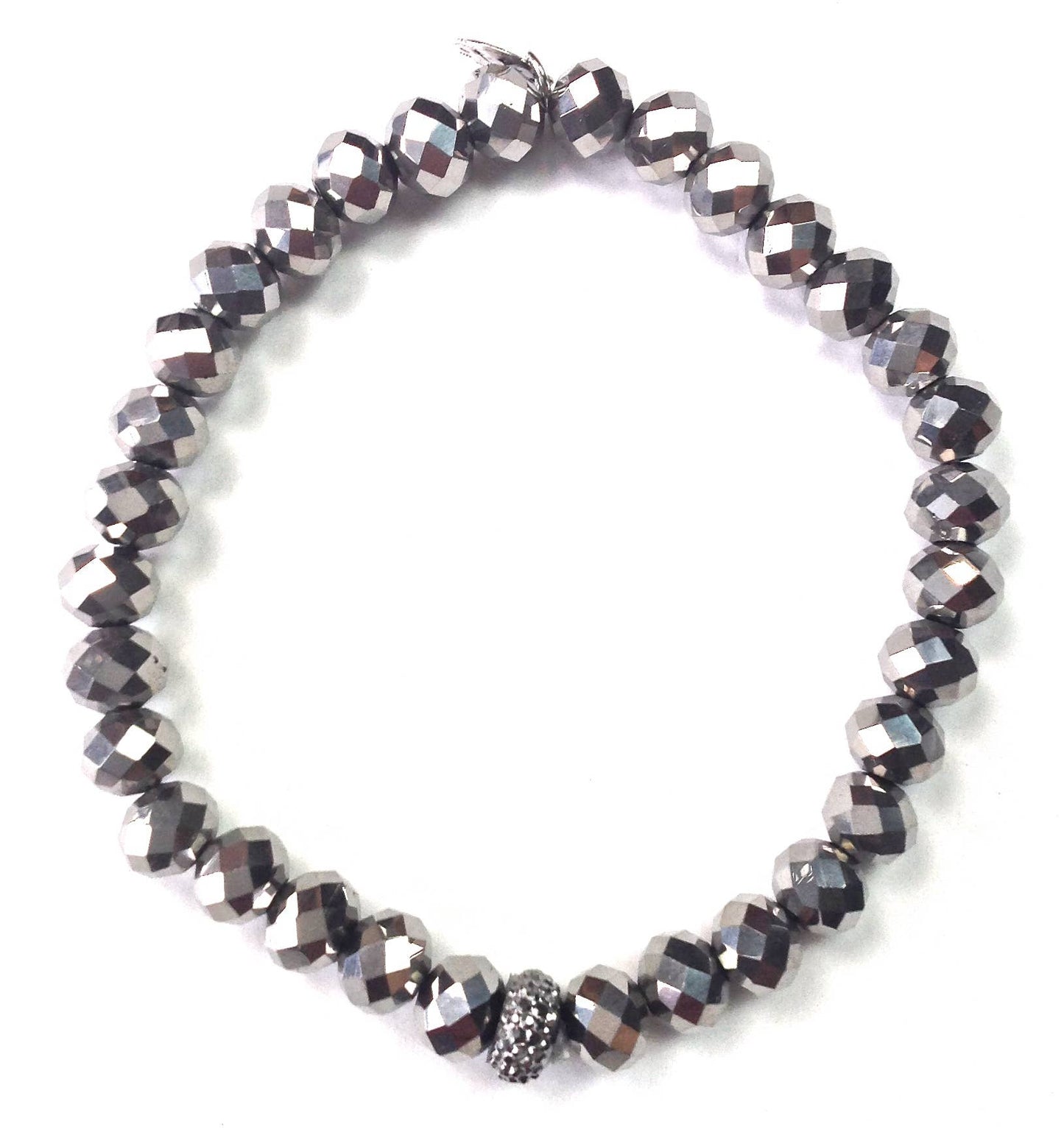 8XB02 BR-8mm faceted Glass Stretch/Hemetite