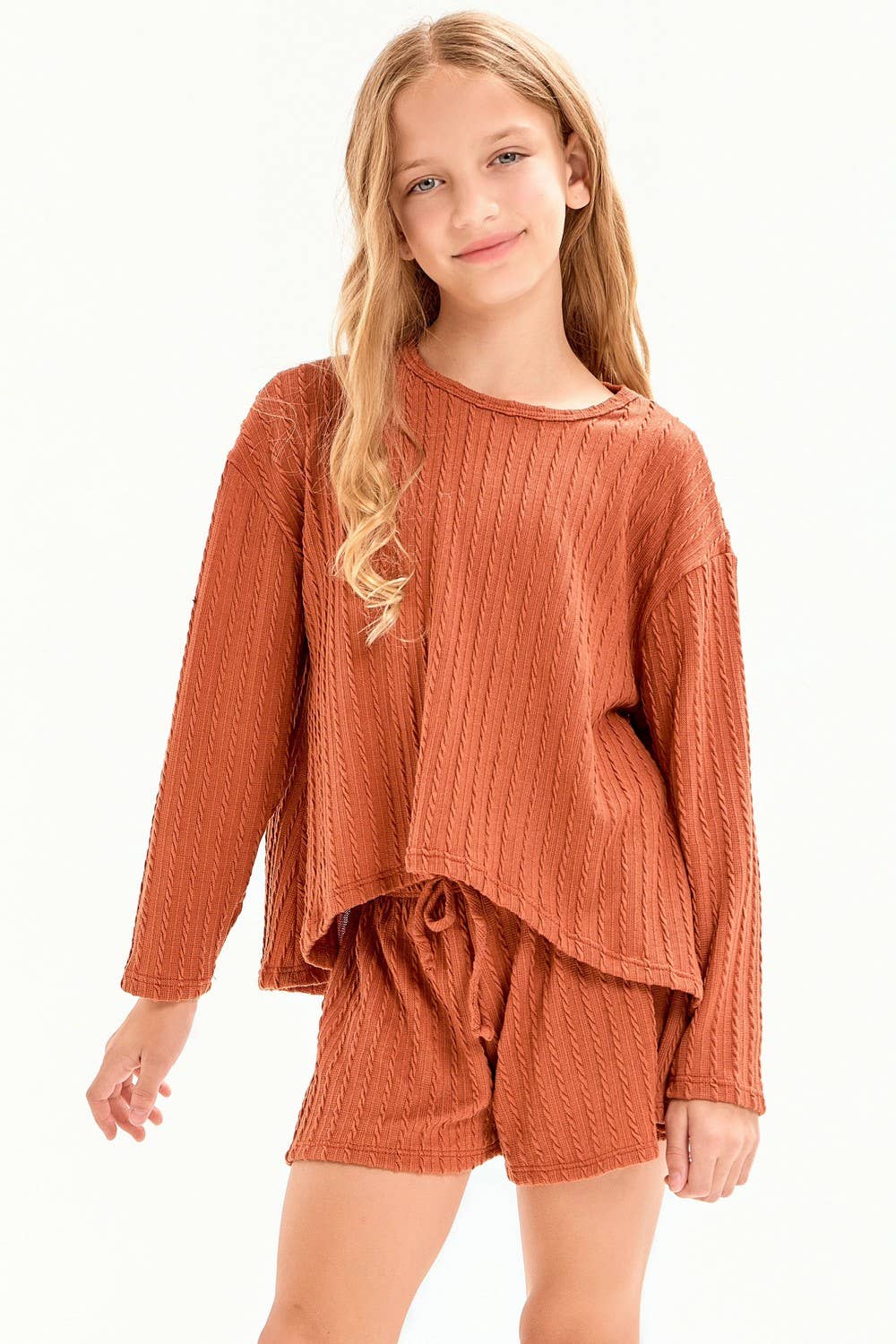 Good Girl - Embossed Knit Top and Skort Set