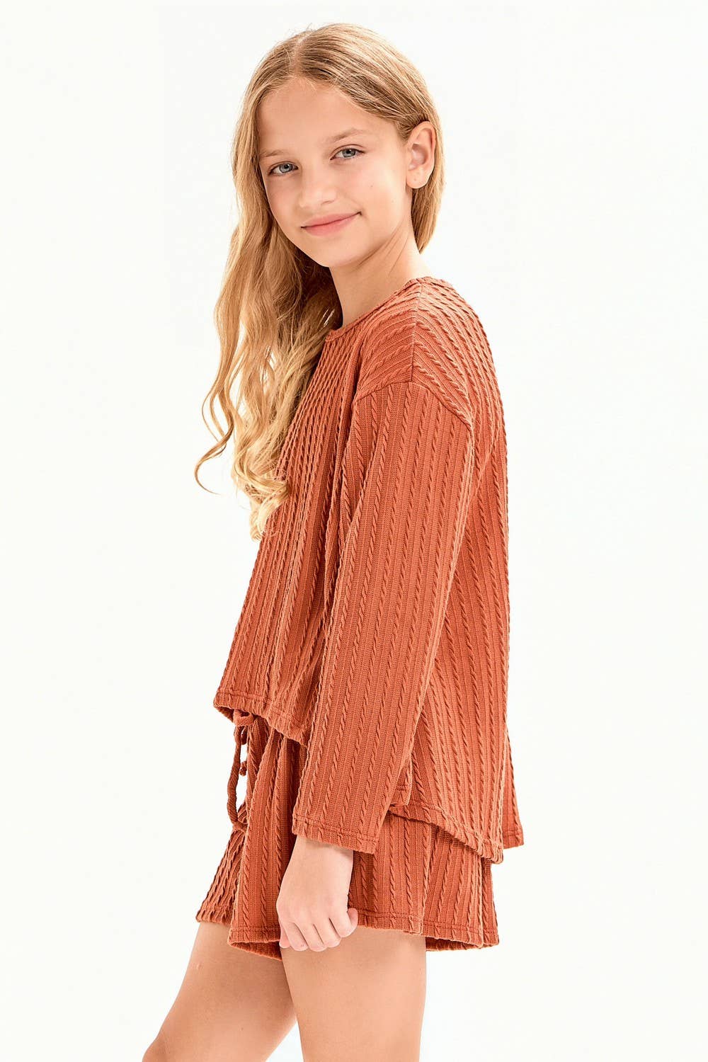 Good Girl - Embossed Knit Top and Skort Set