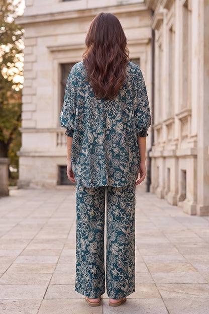 Poncho Top + Relaxed-Fit Pants Flowy Set