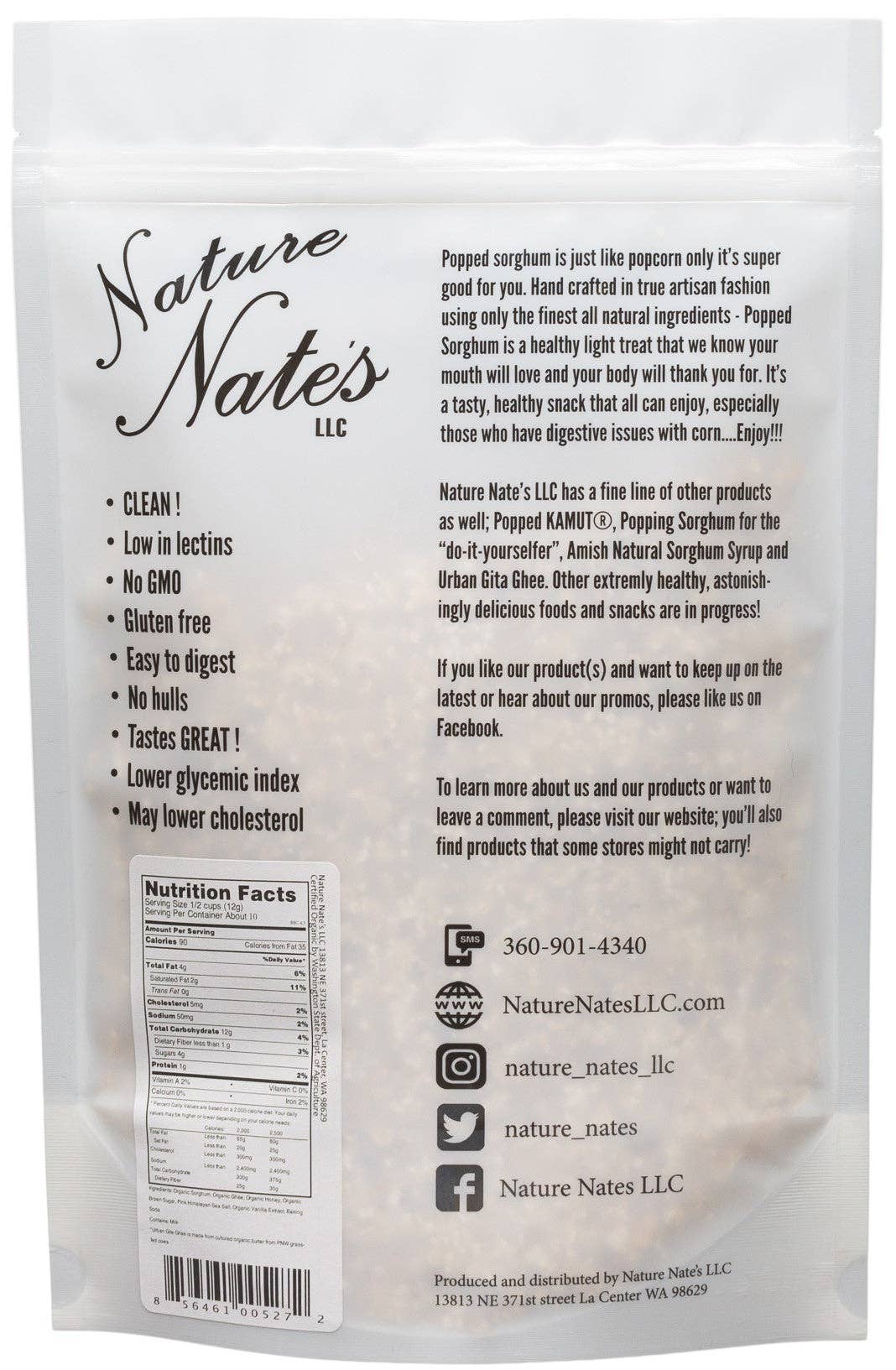Nature Nate's LLC - Organic Popped Sorghum Brown Butter Caramel