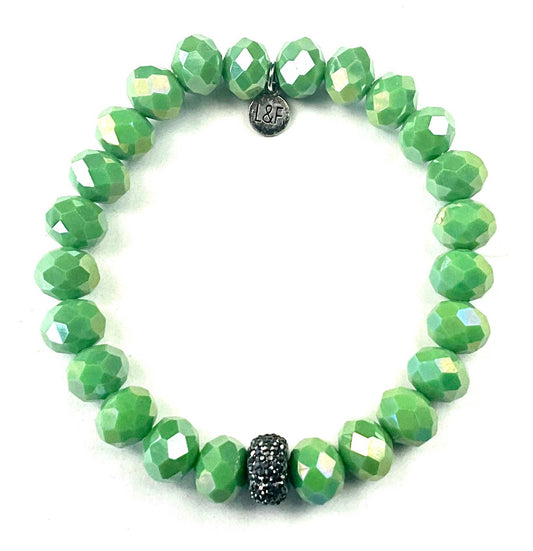 BR-10mm Faceted Glass Stretch/Lime